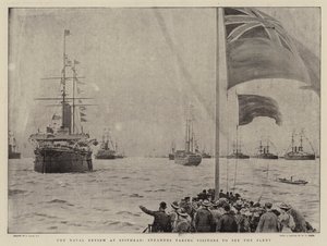 La revue navale à Spithead, des vapeurs emmenant des visiteurs voir la flotte